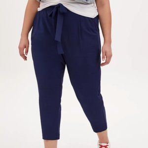 Torrid Navy Crepe Self Tie Tapered Pant
